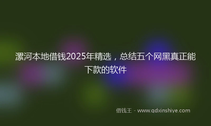 漯河本地借钱2025年精选，总结五个网黑真正能下款的软件