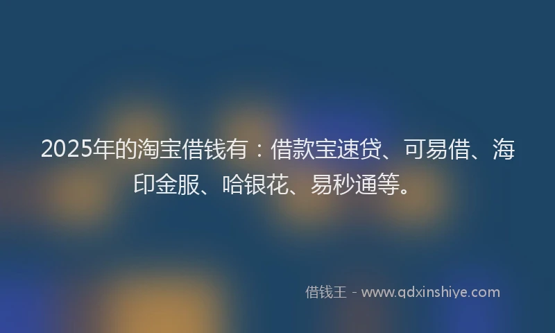 2025年的淘宝借钱有：借款宝速贷、可易借、海印金服、哈银花、易秒通等。