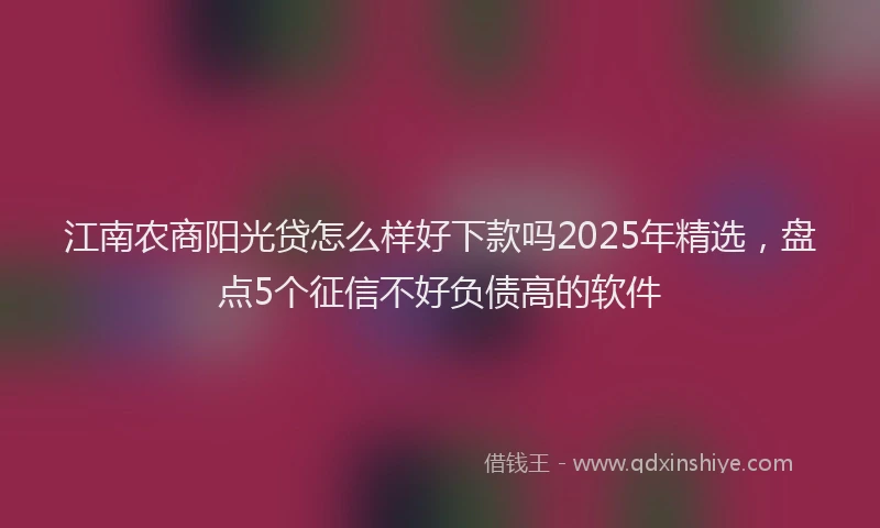 江南农商阳光贷怎么样好下款吗2025年精选，盘点5个征信不好负债高的软件