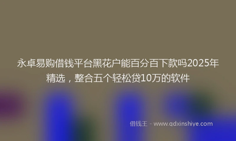 永卓易购借钱平台黑花户能百分百下款吗2025年精选，整合五个轻松贷10万的软件