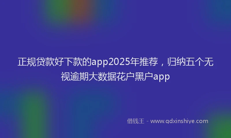 正规贷款好下款的app2025年推荐，归纳五个无视逾期大数据花户黑户app