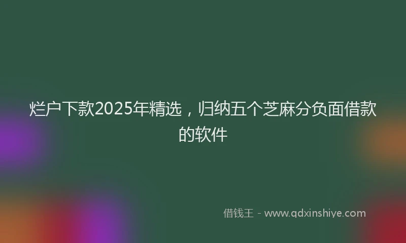 烂户下款2025年精选，归纳五个芝麻分负面借款的软件