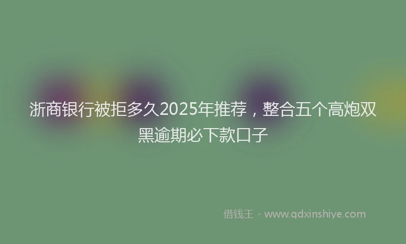 浙商银行被拒多久2025年推荐，整合五个高炮双黑逾期必下款口子