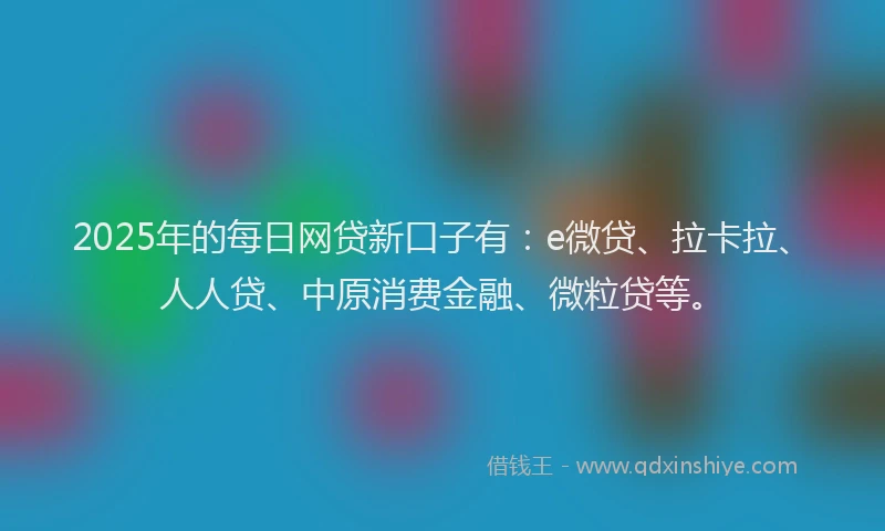 2025年的每日网贷新口子有：e微贷、拉卡拉、人人贷、中原消费金融、微粒贷等。