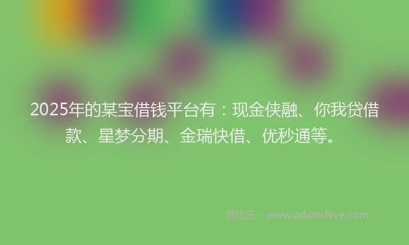2025年的某宝借钱平台有：现金侠融、你我贷借款、星梦分期、金瑞快借、优秒通等。