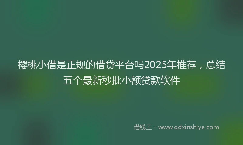 樱桃小借是正规的借贷平台吗2025年推荐，总结五个最新秒批小额贷款软件