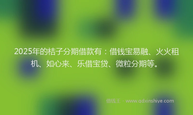 2025年的桔子分期借款有：借钱宝易融、火火租机、如心来、乐借宝贷、微粒分期等。