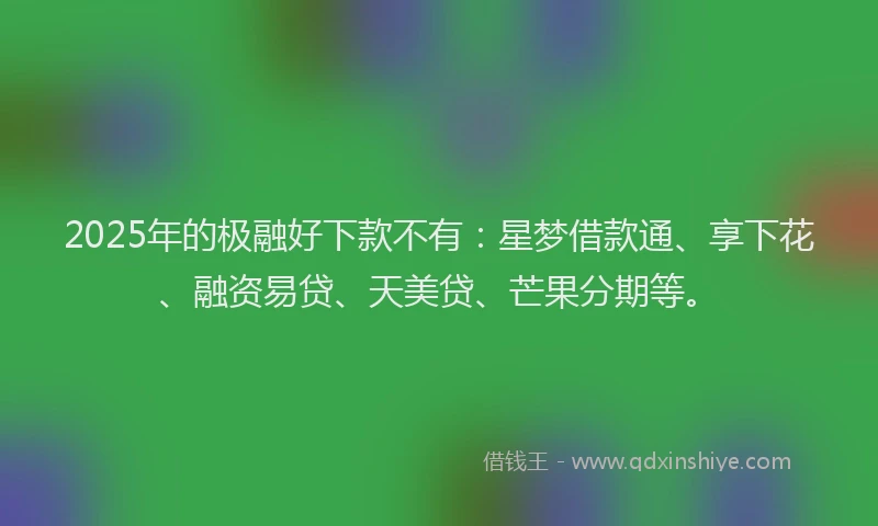 2025年的极融好下款不有：星梦借款通、享下花、融资易贷、天美贷、芒果分期等。