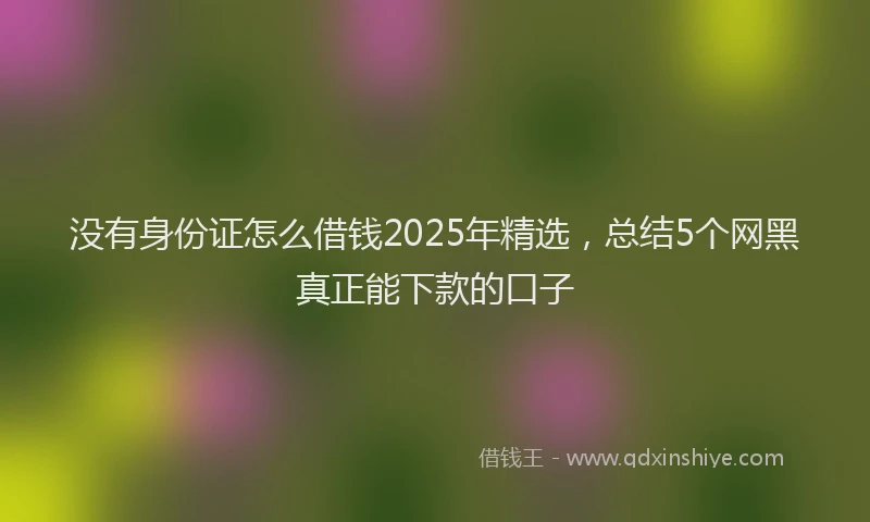 没有身份证怎么借钱2025年精选，总结5个网黑真正能下款的口子