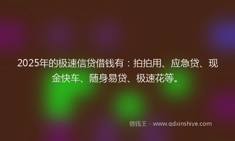 2025年的极速信贷借钱有：拍拍用、应急贷、现金快车、随身易贷、极速花等。