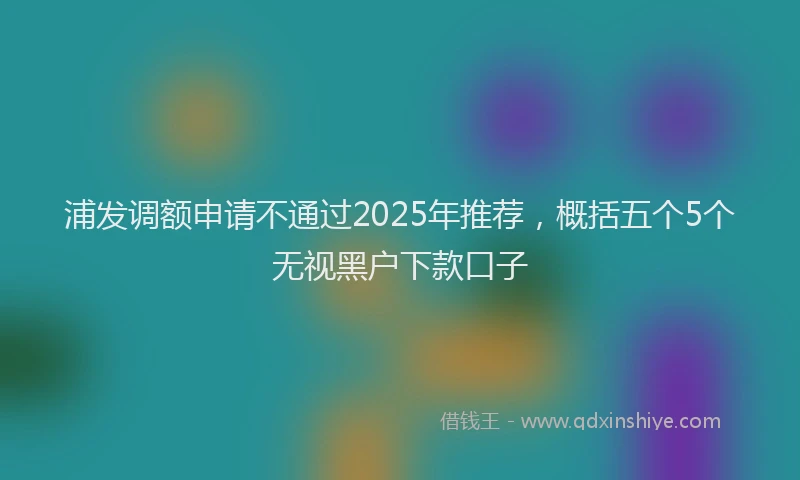 浦发调额申请不通过2025年推荐，概括五个5个无视黑户下款口子