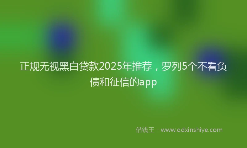 正规无视黑白贷款2025年推荐，罗列5个不看负债和征信的app