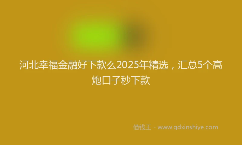 河北幸福金融好下款么2025年精选，汇总5个高炮口子秒下款
