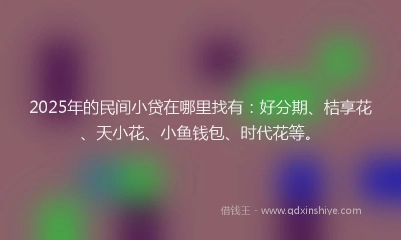 2025年的民间小贷在哪里找有：好分期、桔享花、天小花、小鱼钱包、时代花等。