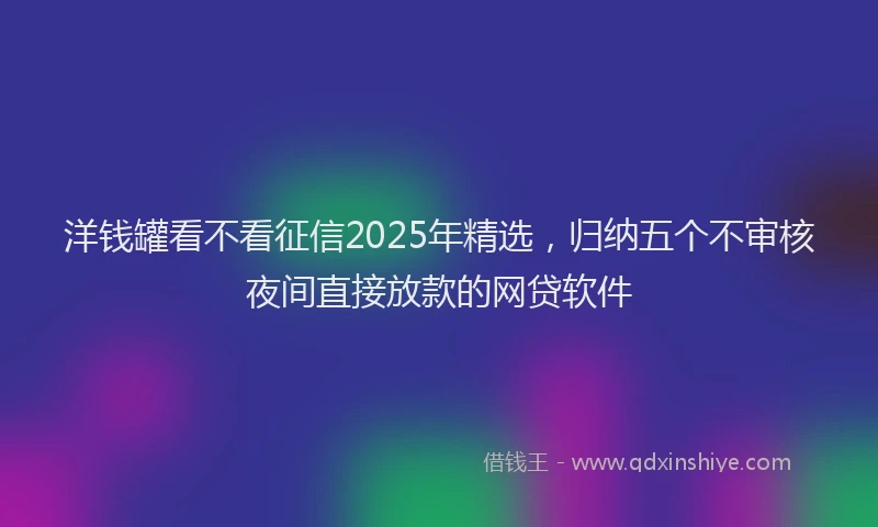 洋钱罐看不看征信2025年精选，归纳五个不审核夜间直接放款的网贷软件