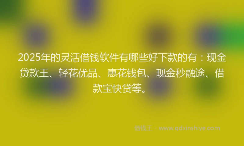 2025年的灵活借钱软件有哪些好下款的有：现金贷款王、轻花优品、惠花钱包、现金秒融途、借款宝快贷等。