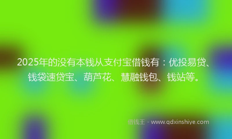2025年的没有本钱从支付宝借钱有：优投易贷、钱袋速贷宝、葫芦花、慧融钱包、钱站等。