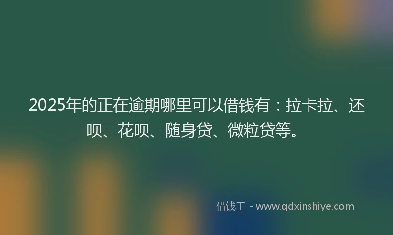 2025年的正在逾期哪里可以借钱有：拉卡拉、还呗、花呗、随身贷、微粒贷等。