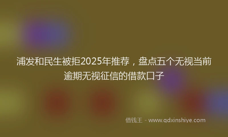 浦发和民生被拒2025年推荐，盘点五个无视当前逾期无视征信的借款口子