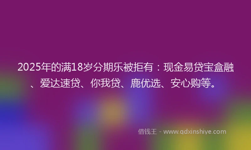 2025年的满18岁分期乐被拒有：现金易贷宝盒融、爱达速贷、你我贷、鹿优选、安心购等。