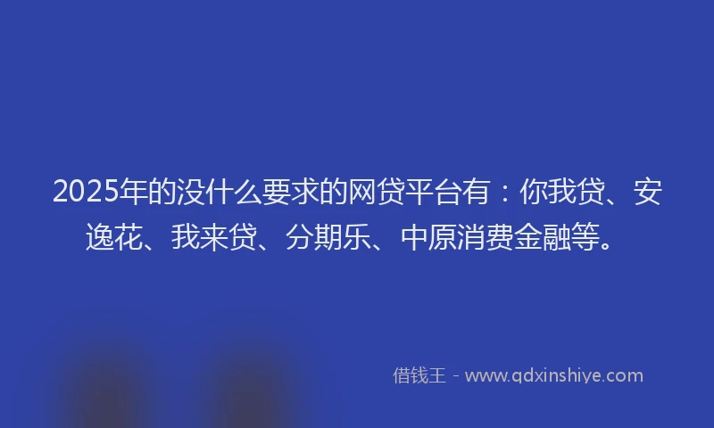 2025年的没什么要求的网贷平台有：你我贷、安逸花、我来贷、分期乐、中原消费金融等。