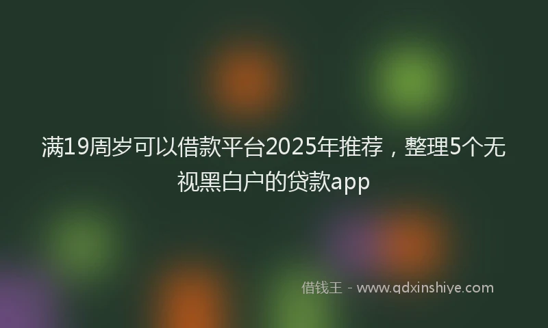 满19周岁可以借款平台2025年推荐，整理5个无视黑白户的贷款app