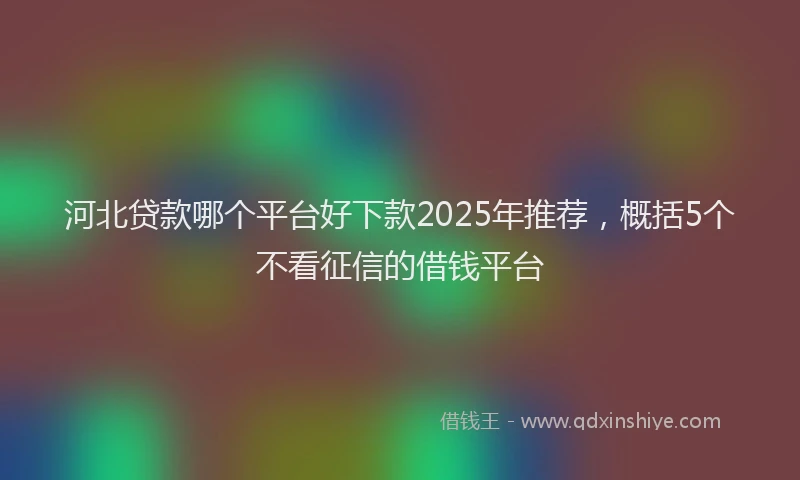 河北贷款哪个平台好下款2025年推荐，概括5个不看征信的借钱平台
