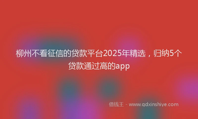 柳州不看征信的贷款平台2025年精选，归纳5个贷款通过高的app