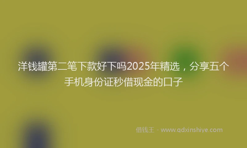 洋钱罐第二笔下款好下吗2025年精选，分享五个手机身份证秒借现金的口子