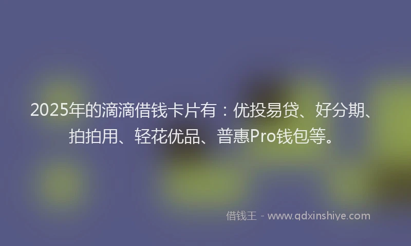 2025年的滴滴借钱卡片有：优投易贷、好分期、拍拍用、轻花优品、普惠Pro钱包等。