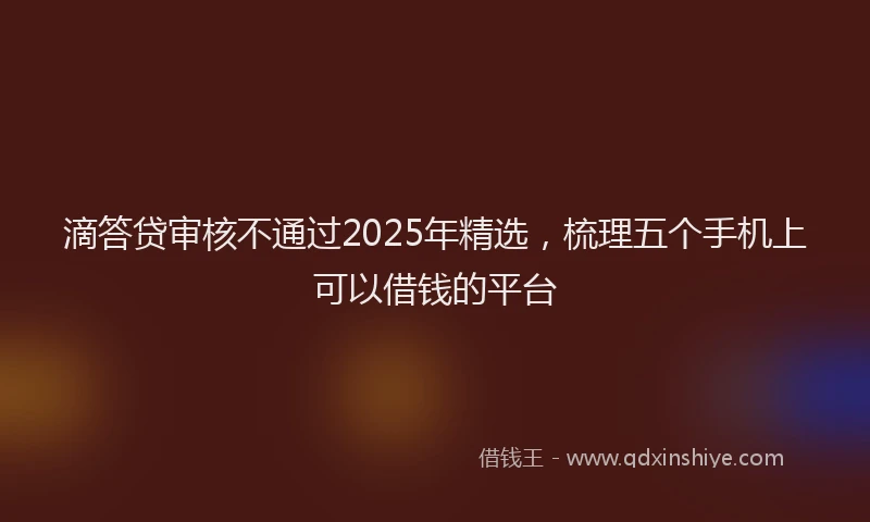 滴答贷审核不通过2025年精选，梳理五个手机上可以借钱的平台