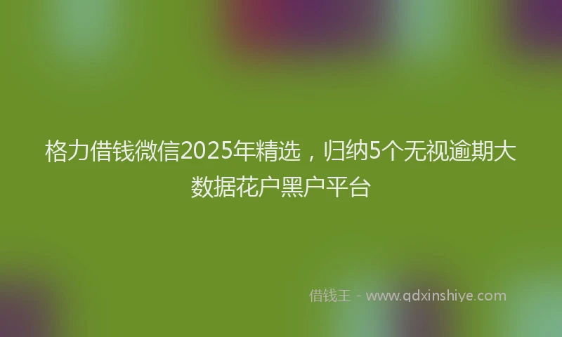 格力借钱微信2025年精选，归纳5个无视逾期大数据花户黑户平台