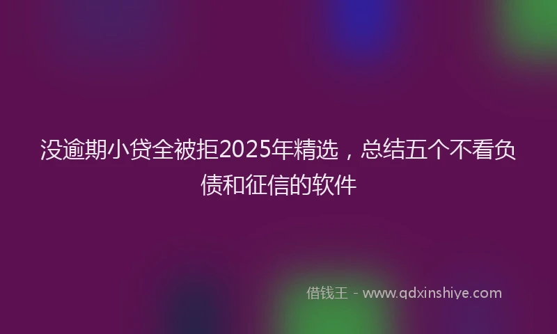 没逾期小贷全被拒2025年精选，总结五个不看负债和征信的软件
