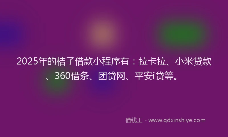 2025年的桔子借款小程序有：拉卡拉、小米贷款、360借条、团贷网、平安i贷等。