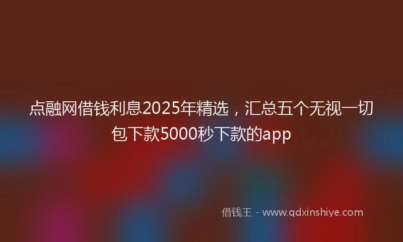 点融网借钱利息2025年精选，汇总五个无视一切包下款5000秒下款的app
