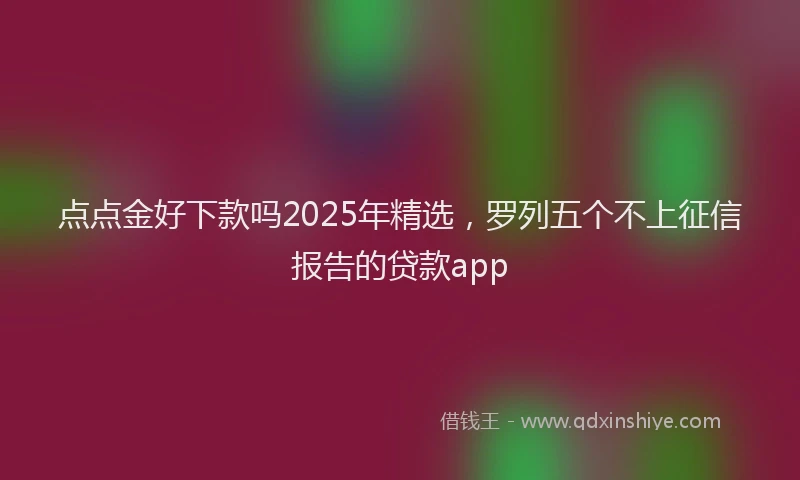 点点金好下款吗2025年精选，罗列五个不上征信报告的贷款app