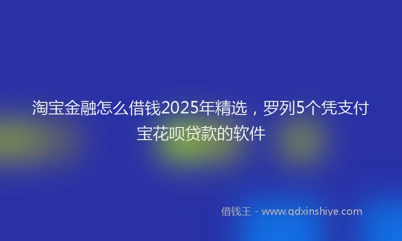 淘宝金融怎么借钱2025年精选，罗列5个凭支付宝花呗贷款的软件