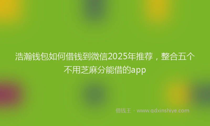 浩瀚钱包如何借钱到微信2025年推荐，整合五个不用芝麻分能借的app