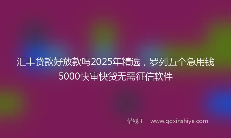 汇丰贷款好放款吗2025年精选，罗列五个急用钱5000快审快贷无需征信软件