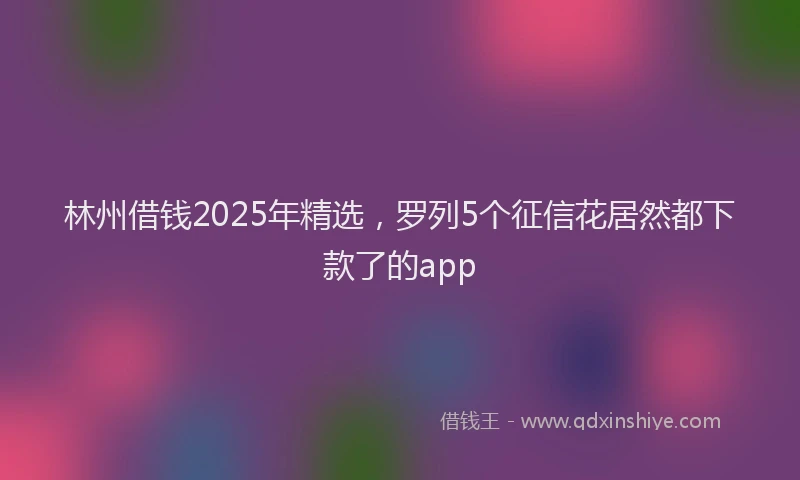 林州借钱2025年精选，罗列5个征信花居然都下款了的app