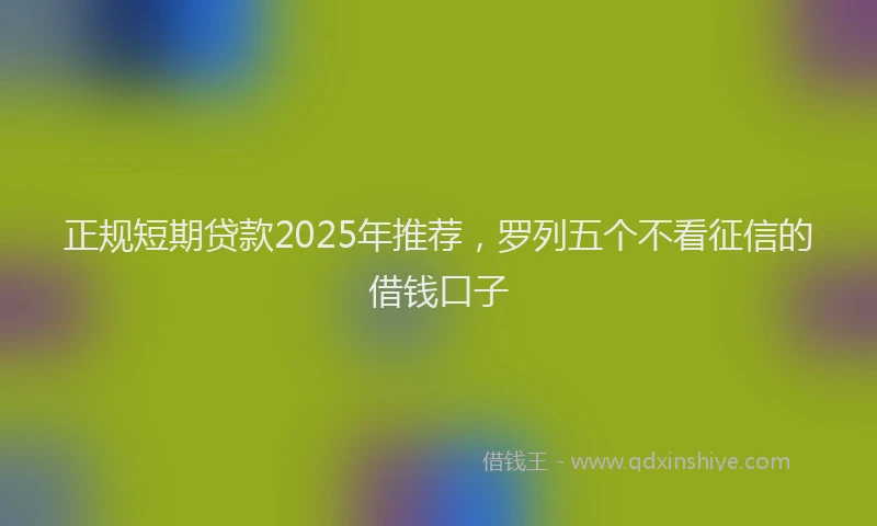 正规短期贷款2025年推荐，罗列五个不看征信的借钱口子