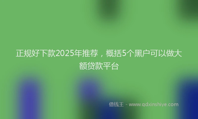 正规好下款2025年推荐，概括5个黑户可以做大额贷款平台