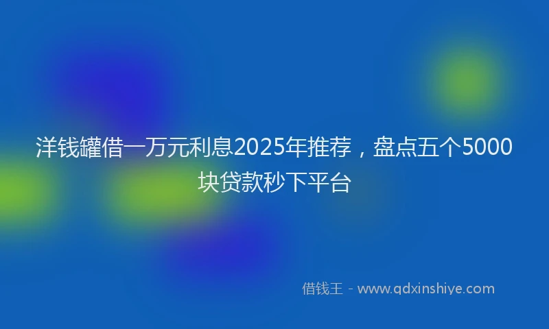 洋钱罐借一万元利息2025年推荐，盘点五个5000块贷款秒下平台