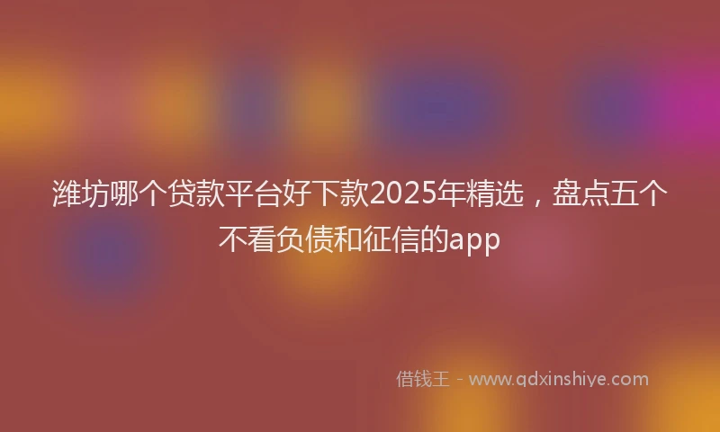 潍坊哪个贷款平台好下款2025年精选，盘点五个不看负债和征信的app
