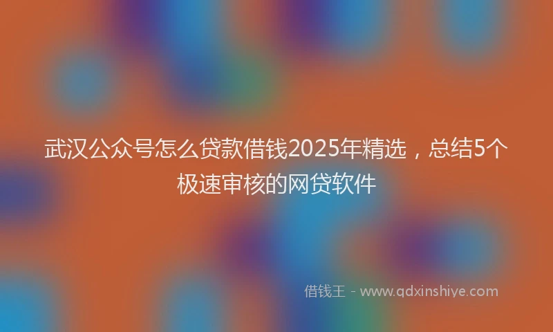 武汉公众号怎么贷款借钱2025年精选，总结5个极速审核的网贷软件