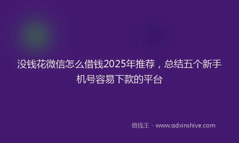 没钱花微信怎么借钱2025年推荐，总结五个新手机号容易下款的平台