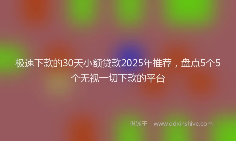 极速下款的30天小额贷款2025年推荐，盘点5个5个无视一切下款的平台