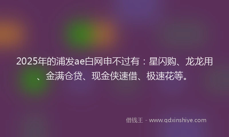2025年的浦发ae白网申不过有：星闪购、龙龙用、金满仓贷、现金侠速借、极速花等。