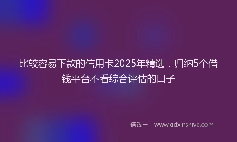 比较容易下款的信用卡2025年精选，归纳5个借钱平台不看综合评估的口子