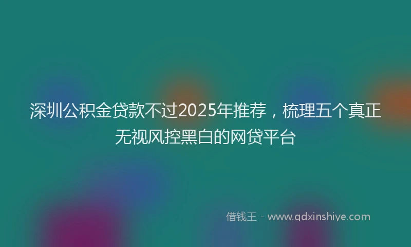 深圳公积金贷款不过2025年推荐，梳理五个真正无视风控黑白的网贷平台